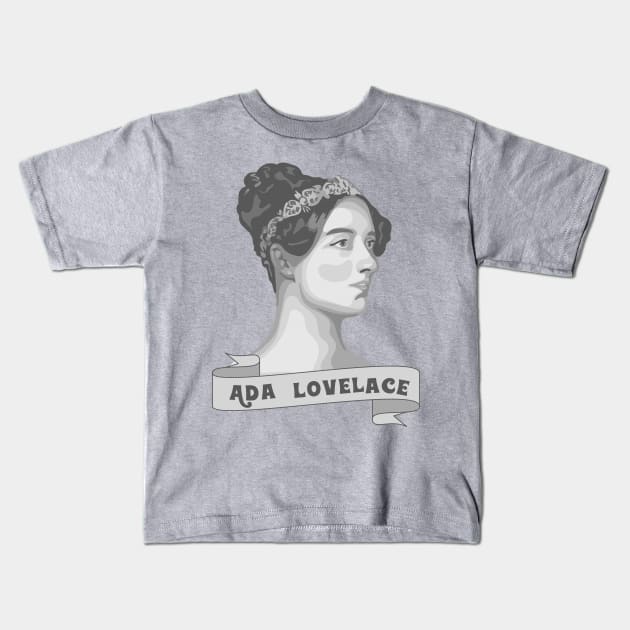 Ada Lovelace Portrait Kids T-Shirt by Slightly Unhinged